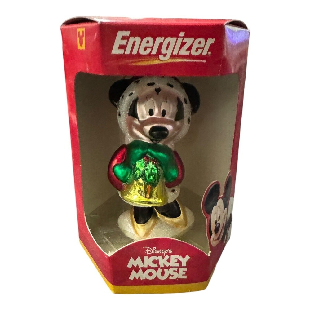 Disney Energizer Mickey Mouse European Styled Blown Glass Christmas Ornament VTG